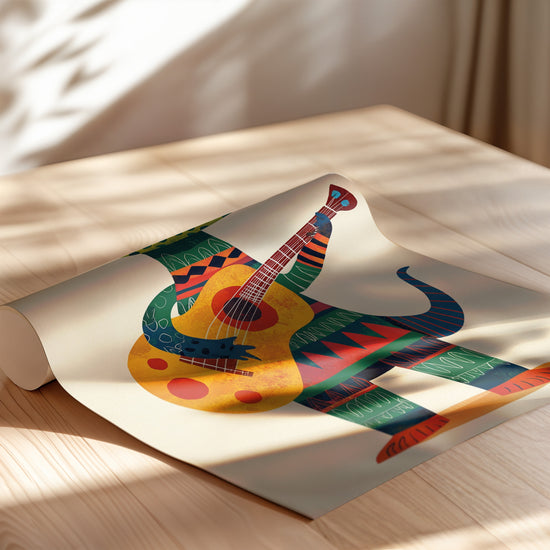 Poster Bébé Crocodile - Un joyeux concert de guitare — Vierge - poster-enroullé