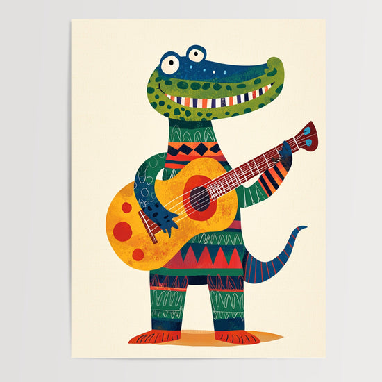 Poster Bébé Crocodile - Un joyeux concert de guitare — Vierge - poster-presentation-produit