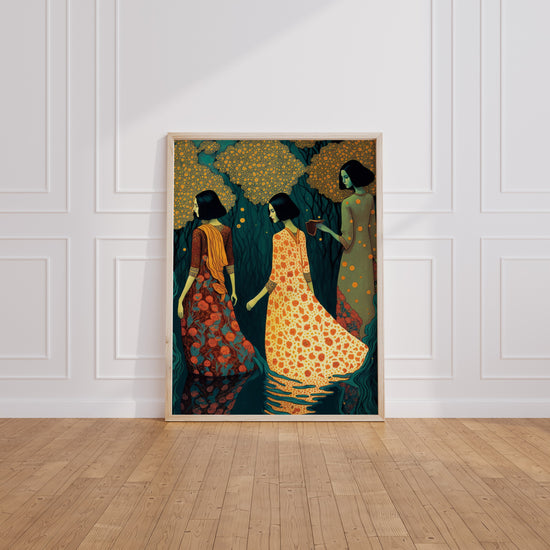 Poster Baigneuses indiennes - Douceur d'un bain sous la lune — Vierge - living-room