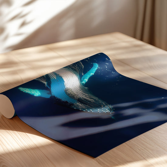 Poster Baleine - Douceur bleue des grands fonds marins — Vierge - poster-enroullé