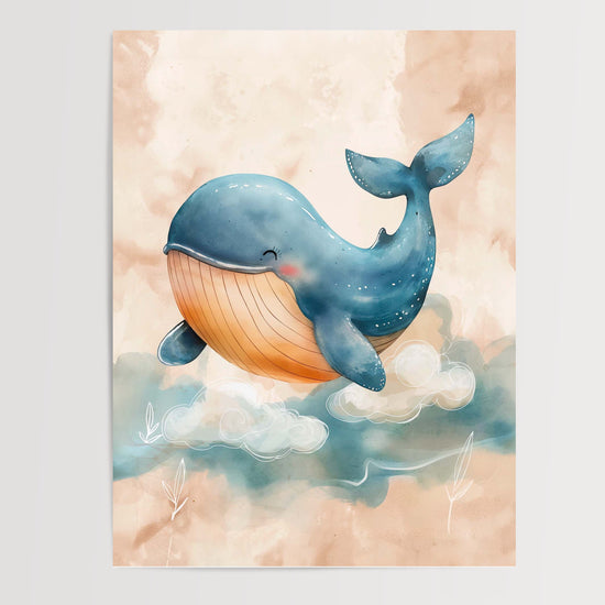 Poster Baleine souriante - Douceur et doux rêves pour la chambre de bébé — Vierge - poster-presentation-produit