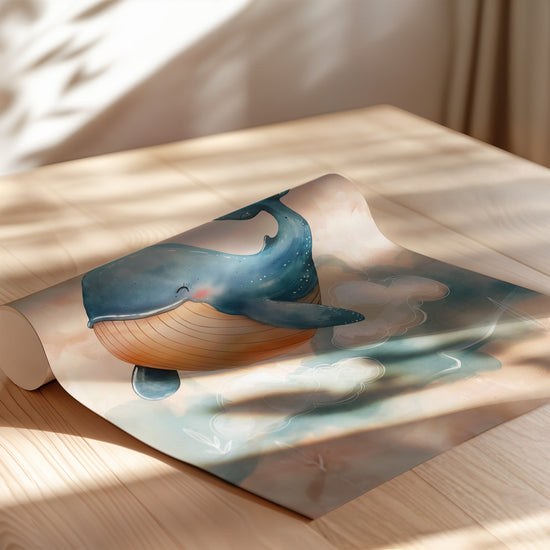 Poster Baleine souriante - Douceur et doux rêves pour la chambre de bébé — Vierge - poster-enroullé