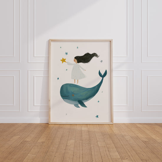 Poster Baleine - Une petite fille décroche son étoile — Vierge - living-room