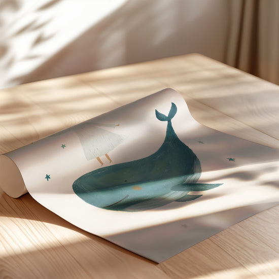 Poster Baleine - Une petite fille décroche son étoile — Vierge - poster-enroullé