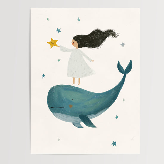 Poster Baleine - Une petite fille décroche son étoile — Vierge - poster-presentation-produit