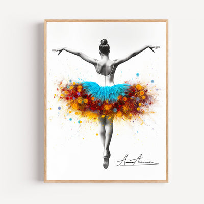 Ballerina Wall Art with Blooming Floral Dress – Charcoal Sketch Background