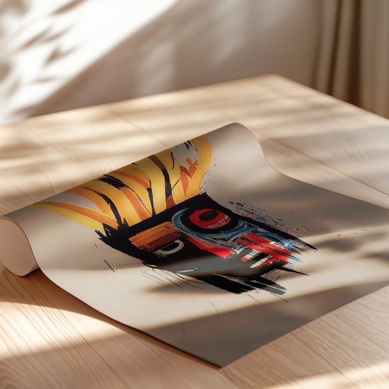 Poster Basquiat - Visage pop aux cheveux de frites en cuisine — Vierge - poster-enroullé