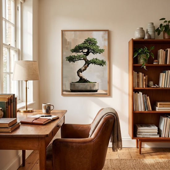 Bonsai poster – maatwerk decor (AI), zen interieur
