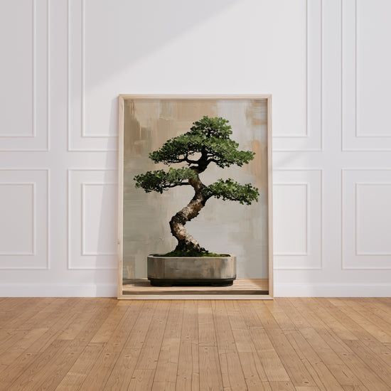 Bonsai poster – sfeerbeeld in woonkamer, beige muur