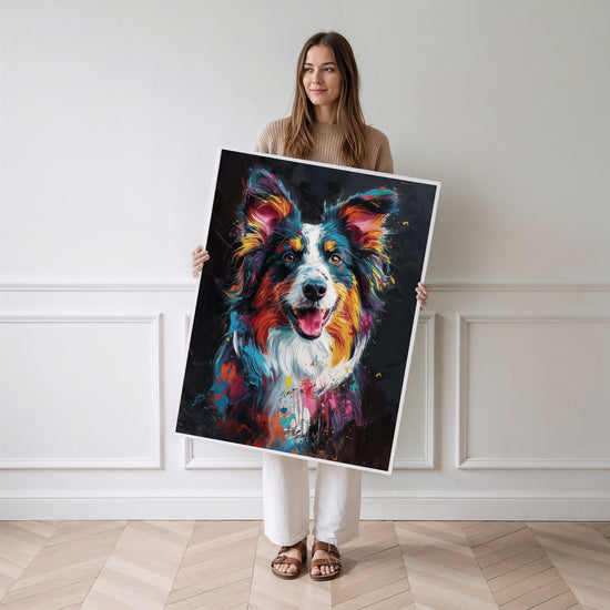 Poster Border Collie - Le regard vif d'un compagnon plein de vie — Vierge - poster-femme-debout