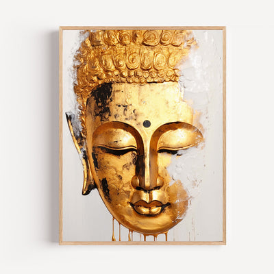 Golden Buddha Poster – Serene Face of Enlightenment