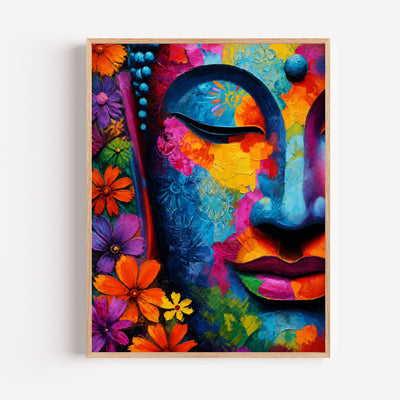 Poster Bouddha fleuri - La sérénité qui éclate de couleurs