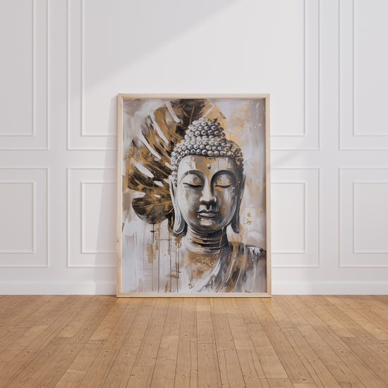 Poster Bouddha - Le calme d'un visage en pleine méditation — Vierge - living-room