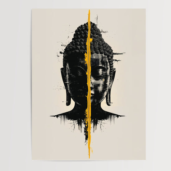 Poster Bouddha noir et jaune - L'éclat qui traverse le silence — Vierge - poster-presentation-produit