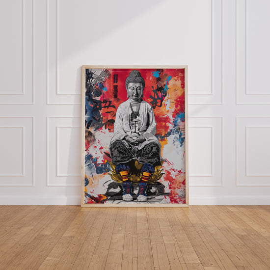 Poster Bouddha street art - Sérénité et énergie urbaine — Vierge - living-room