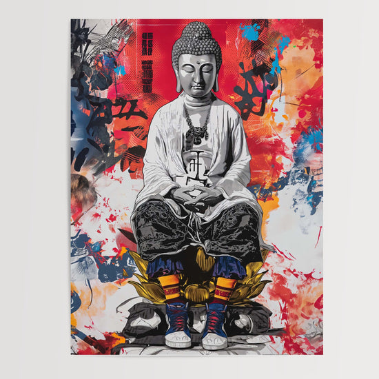 Poster Bouddha street art - Sérénité et énergie urbaine — Vierge - poster-presentation-produit