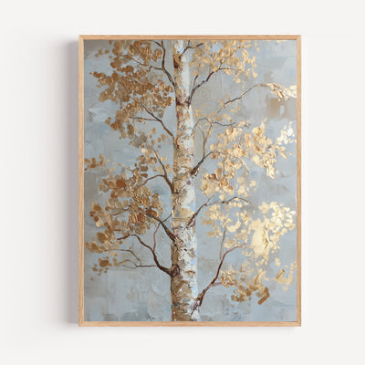 Póster Abedul de otoño - Luz dorada y dulzura apacible