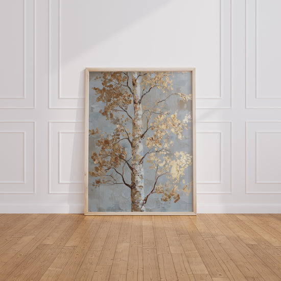 Poster Bouleau d'automne - Lumière dorée et douceur apaisante — Vierge - living-room