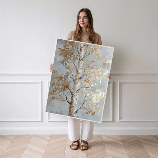Poster Bouleau d'automne - Lumière dorée et douceur apaisante — Vierge - poster-femme-debout