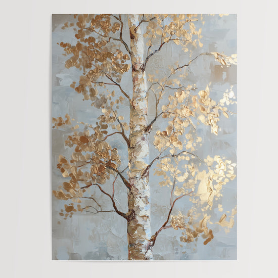 Poster Bouleau d'automne - Lumière dorée et douceur apaisante — Vierge - poster-presentation-produit