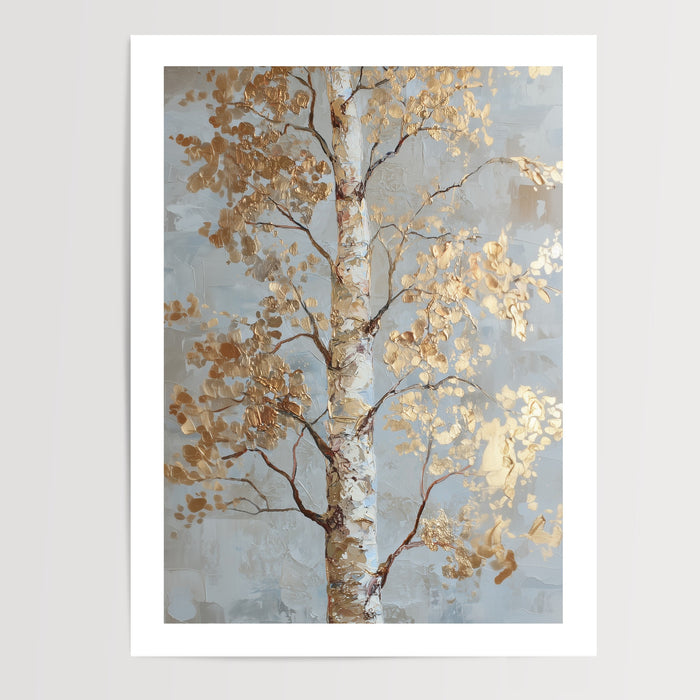 Poster Bouleau d'automne - Lumière dorée et douceur apaisante — Vierge - poster-presentation-produit — passe-partout blanc