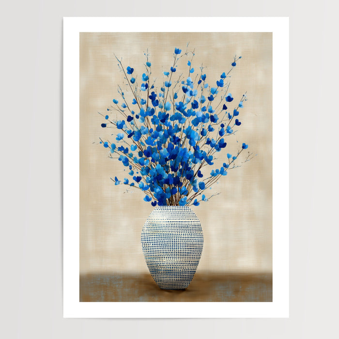 Poster Bouquet de fleurs bleues - Un souffle d'air léger sur vos murs — Vierge - poster-presentation-produit — passe-partout blanc