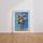 Poster Bouquet de roses - Fraîcheur colorée sur fond bleu — Vierge - living-room — passe-partout blanc