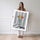 Poster Bouquet fleuri - Fleurs solaires sur rayures bleu ciel — Vierge - poster-femme-debout — passe-partout blanc