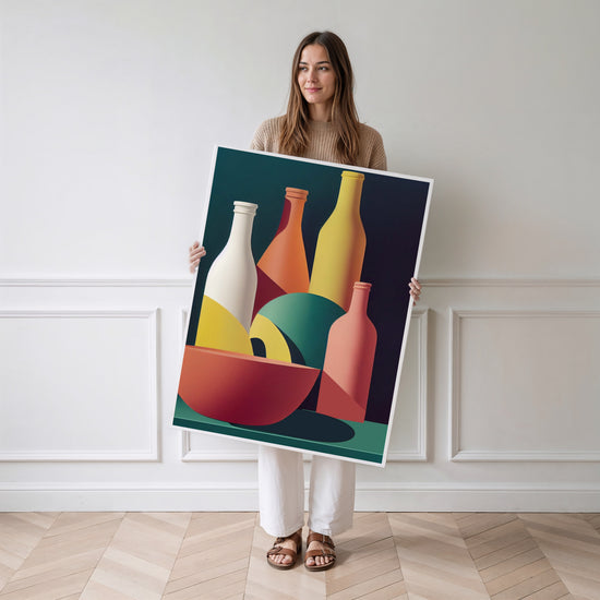Poster Bouteilles vintage - L'esprit bistrot des années 50 — Vierge - poster-femme-debout