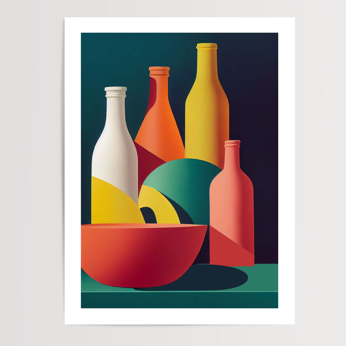 Poster Bouteilles vintage - L'esprit bistrot des années 50 — Vierge - poster-presentation-produit — passe-partout blanc