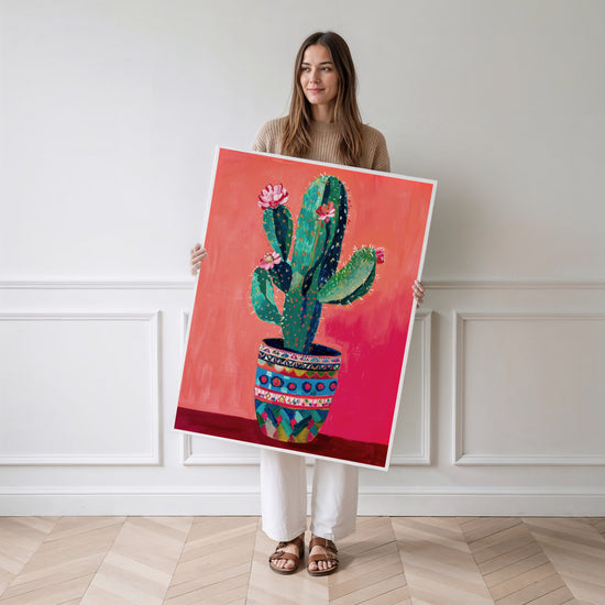 Poster Cactus en fleurs - L'éclat joyeux du Mexique — Vierge - poster-femme-debout
