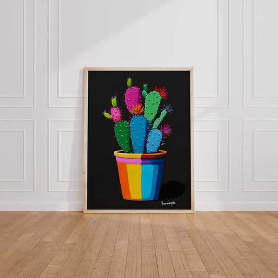 Poster Cactus néon - Éclat vitaminé pour intérieur pétillant — Vierge - living-room