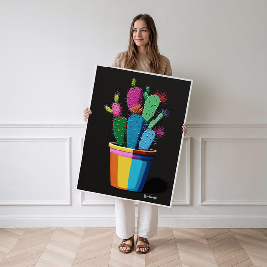 Poster Cactus néon - Éclat vitaminé pour intérieur pétillant — Vierge - poster-femme-debout