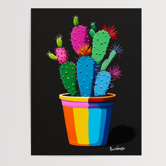 Poster Cactus néon - Éclat vitaminé pour intérieur pétillant — Vierge - poster-presentation-produit