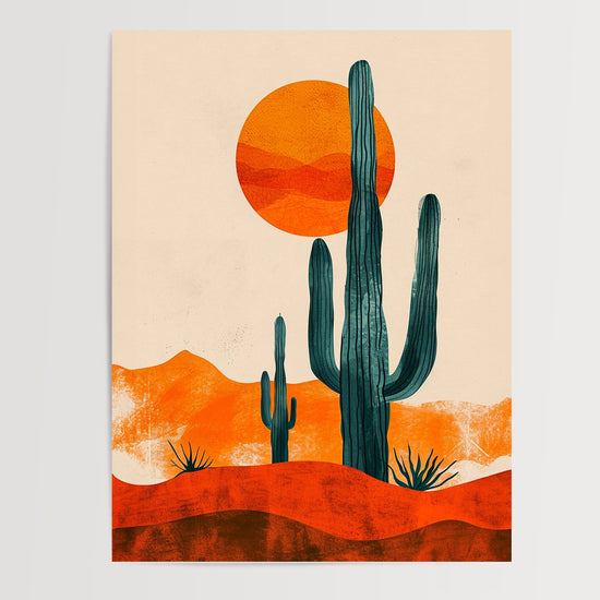 Poster Cactus saguaro - Évasion désertique au soleil couchant — Vierge - poster-presentation-produit