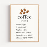 Poster Café multilingue - Le mot qui rassemble les langues