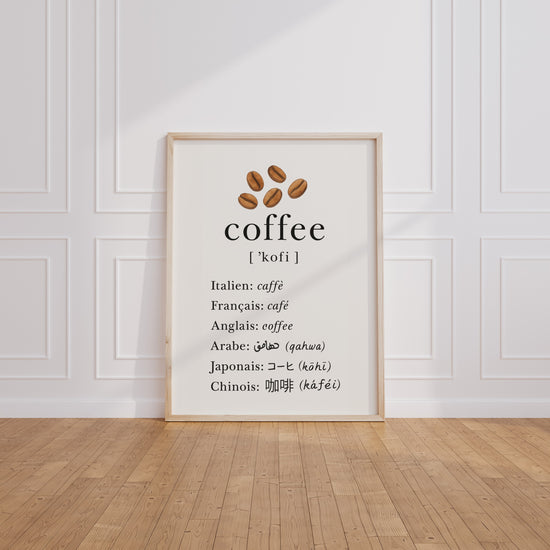 Poster Café multilingue - Le mot qui rassemble les langues — Vierge - living-room