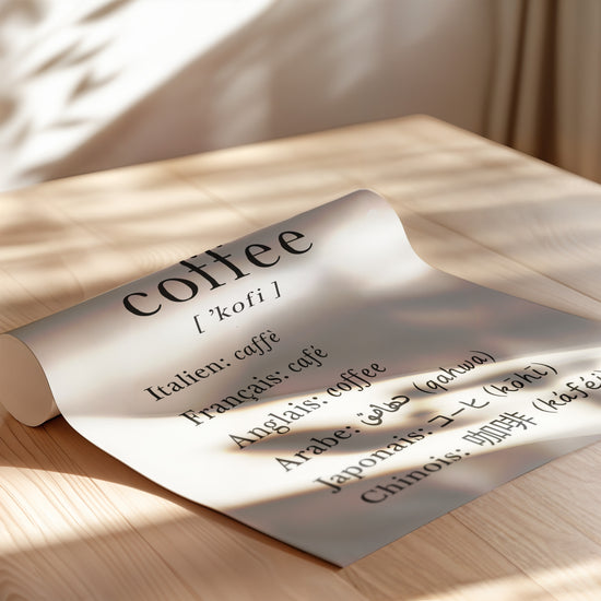 Poster Café multilingue - Le mot qui rassemble les langues — Vierge - poster-enroullé