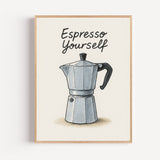 Poster Cafetière italienne - Clin d'œil café rétro et plein d'humour