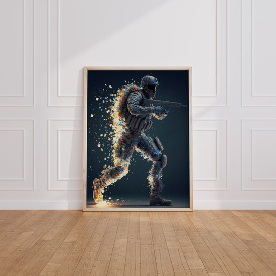 Poster Call of Duty Soldat Voxel - Surgi d'un portail de lumière — Vierge - living-room