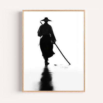 Japanese Calligraphy Poster - Black and White Zen Silhouette