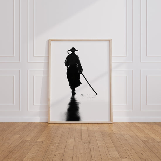 Poster Calligraphie japonaise - Silhouette zen en noir et blanc — Vierge - living-room