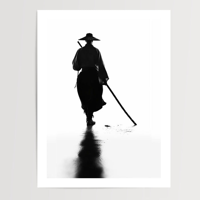 Poster Calligraphie japonaise - Silhouette zen en noir et blanc — Vierge - poster-presentation-produit — passe-partout blanc