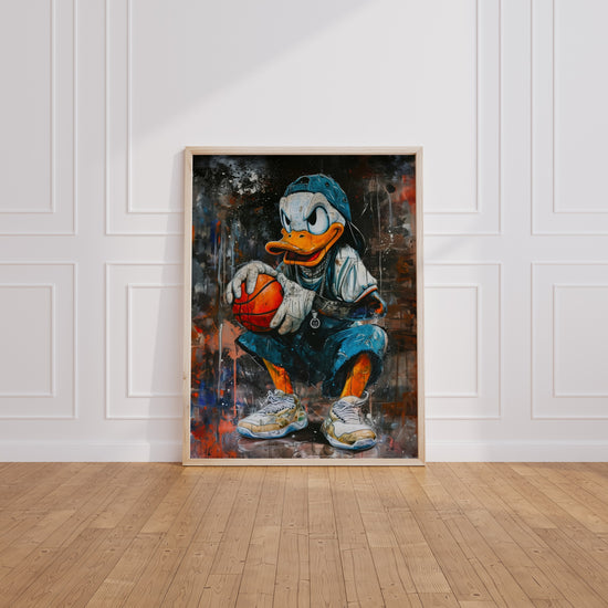 Poster Canard basketteur - L'attitude street qui fait sourire — Vierge - living-room