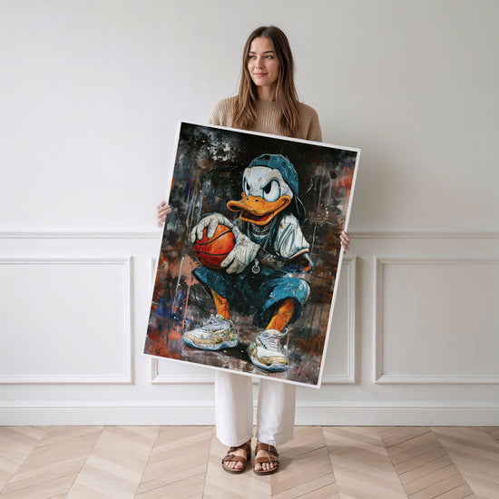 Poster Canard basketteur - L'attitude street qui fait sourire — Vierge - poster-femme-debout