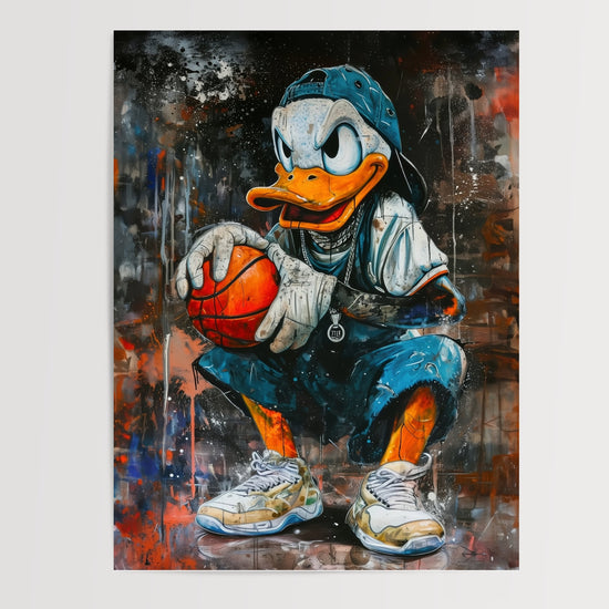 Poster Canard basketteur - L'attitude street qui fait sourire — Vierge - poster-presentation-produit