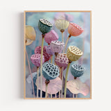 Poster Capsules de lotus - Aquarelle aux teintes douces