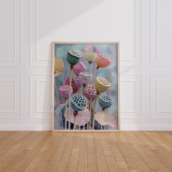 Poster Capsules de lotus - Aquarelle aux teintes douces — Vierge - living-room