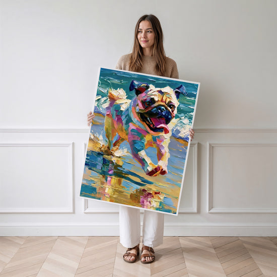 Poster Carlin joyeux - Bonheur éclaboussé et couleurs en fête — Vierge - poster-femme-debout