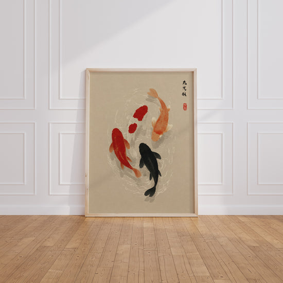 Poster Carpes Koï - Danse zen et calligraphie japonaise — Vierge - living-room